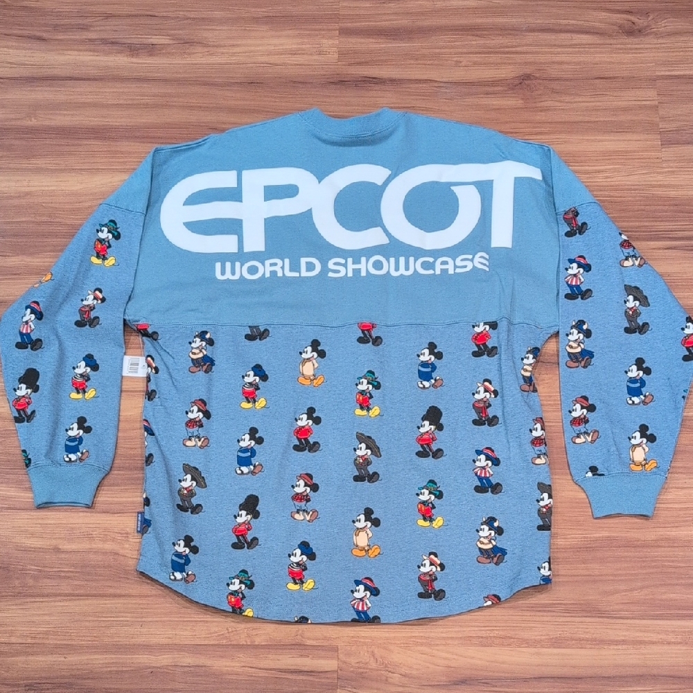 NWT EPCOT Mickey Around The World Showcase Spirit Jersey Medium Blue Variant